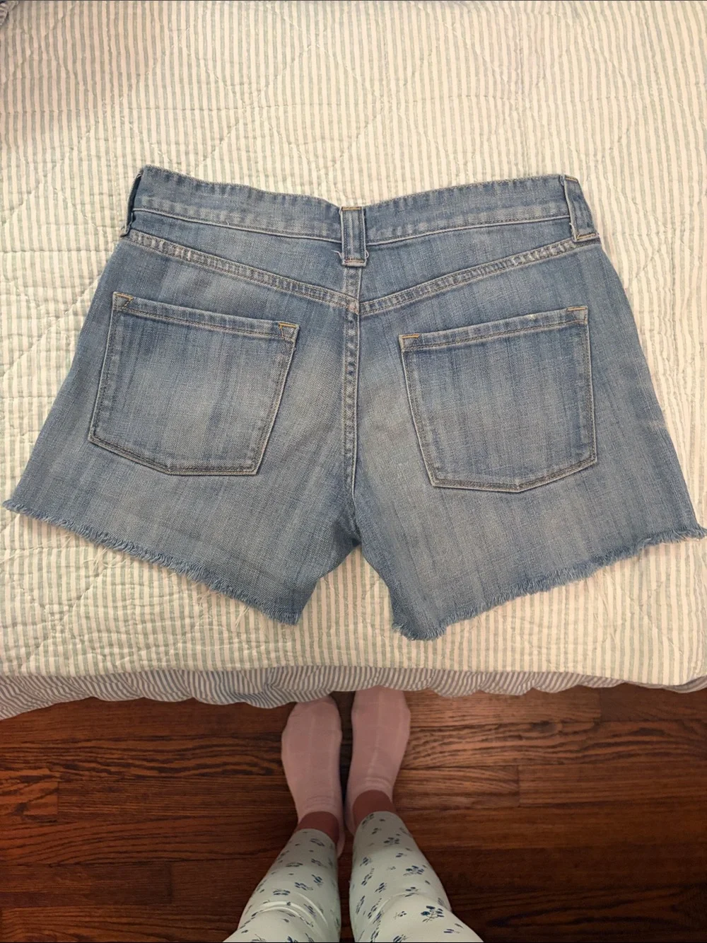 J. Crew Light Blue Denim Shorts with Teardrop Crystal Trim